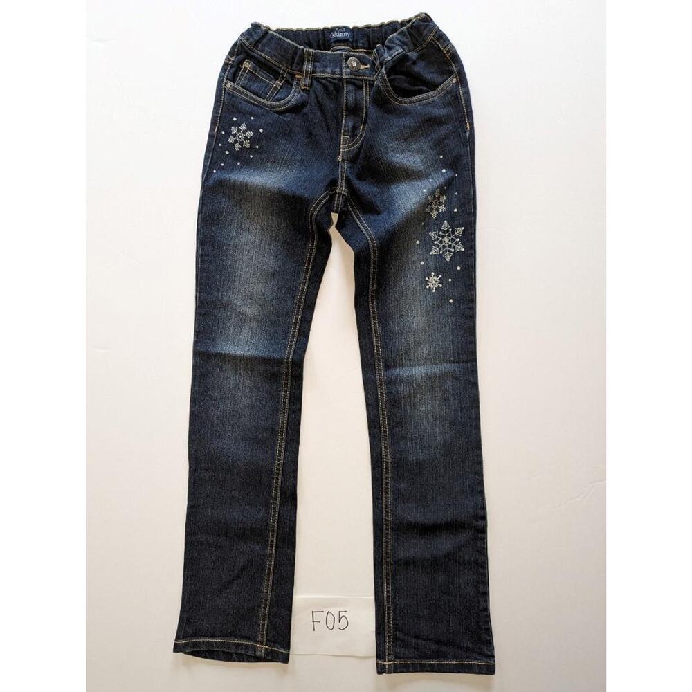 Children's Place Blue Jeans Size 12 Skinny Adj Waist Embellished -0523F05
